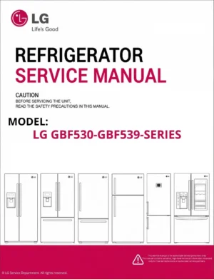 Lg gbf530 gbf539 series refrigerator service manual cover with model code