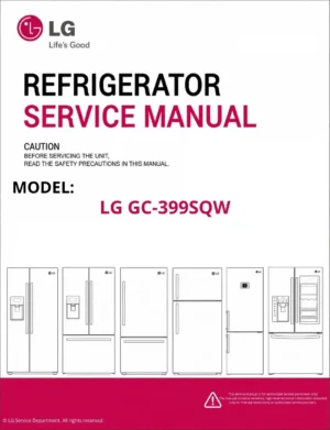 Lg gc 399sqw refrigerator service manual cover with model code