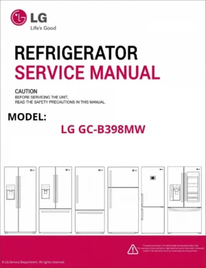 Lg gc b398mw refrigerator service manual cover with model code