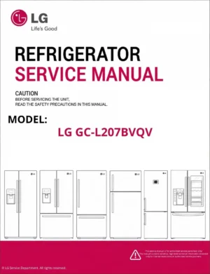 Lg gc l207bvqv refrigerator service manual cover with model code