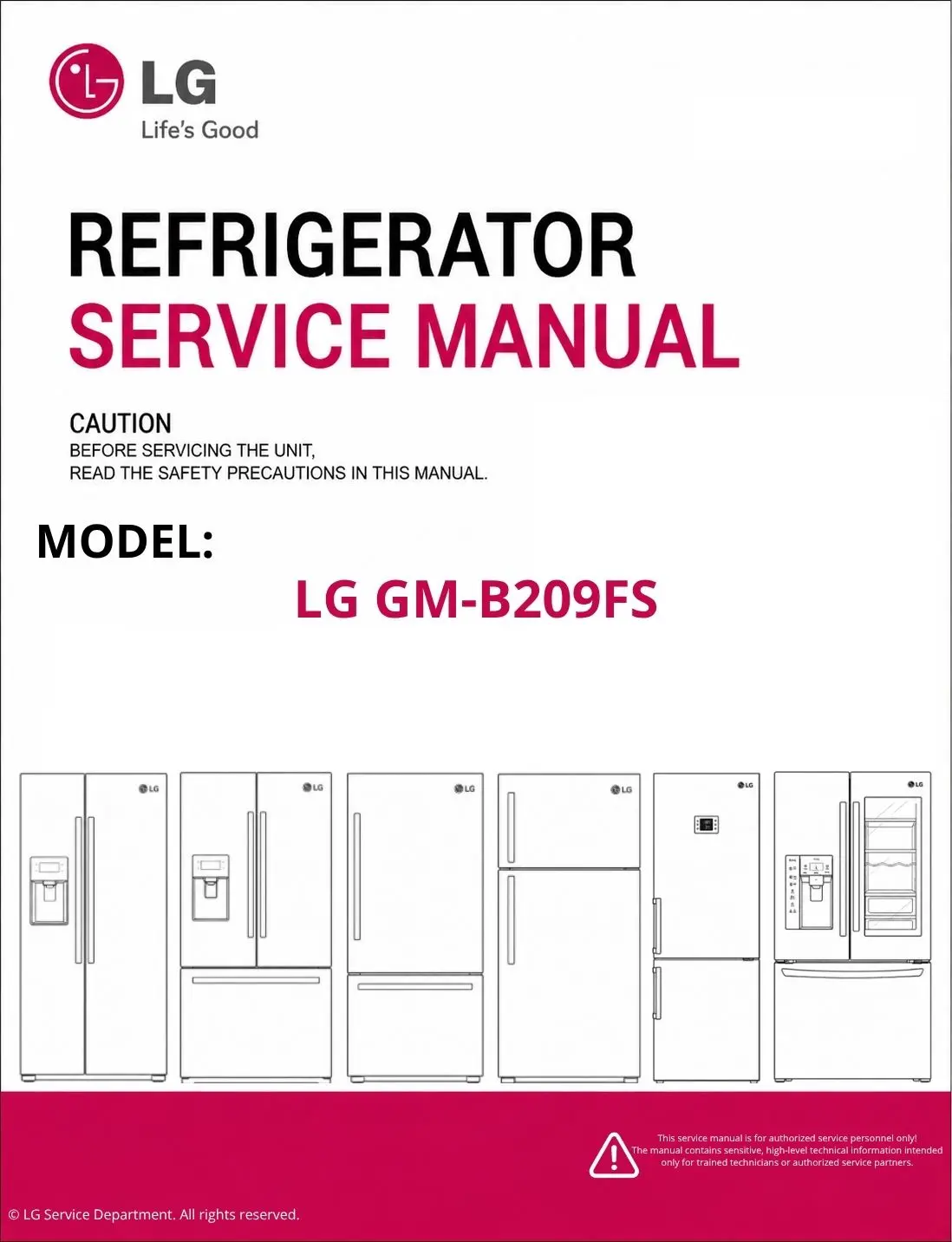 Lg gm b209fs refrigerator service manual