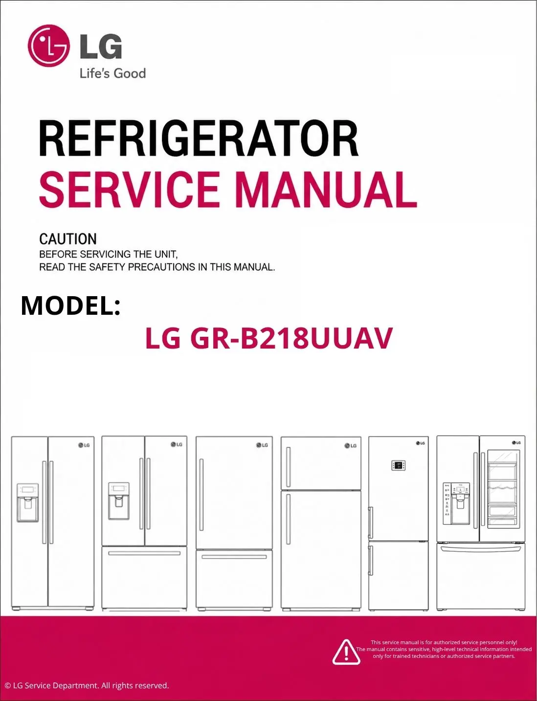 Lg gr b218uuav refrigerator service manual