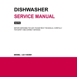 Lg ld 1403w1 service manual cover dishwasher service manual with model codes and service caution notice
