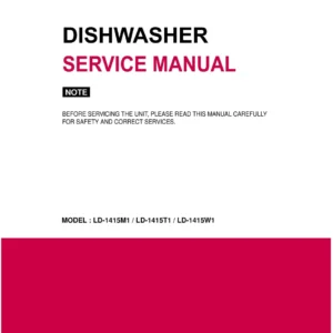Lg ld 1415t1 service manual cover dishwasher service manual with model codes and service caution notice