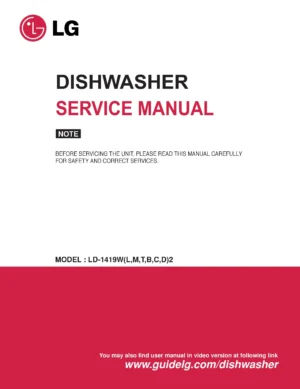 Lg ld 1419m2 service manual cover dishwasher service manual with model codes and service caution notice