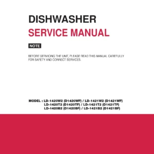 Lg ld 1421w2 1421t2 1421b2 service manual cover dishwasher service manual with model codes and service caution notice