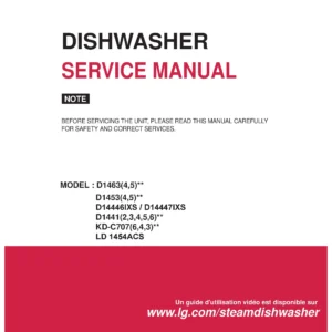 Lg ld 1454acs service manual cover dishwasher service manual with model codes and service caution notice