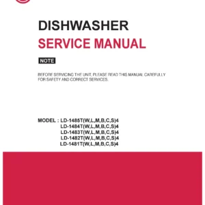 Lg ld 1483t4 1484t4 1485t4 service manual cover dishwasher service manual with model codes and service caution notice