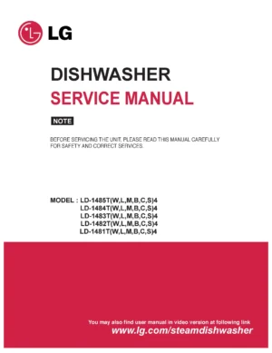 Lg ld 1483t4 1484t4 1485t4 service manual cover dishwasher service manual with model codes and service caution notice