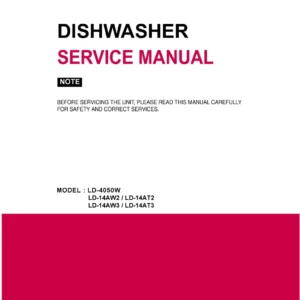 Lg ld 14aw3 ld 14at3 service manual cover dishwasher service manual with model codes and service caution notice