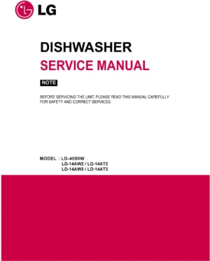 Lg ld 14aw3 ld 14at3 service manual cover dishwasher service manual with model codes and service caution notice