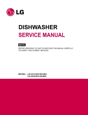 Lg ld 2040wh service manual cover dishwasher service manual with model codes and service caution notice