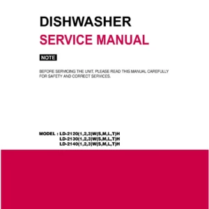 Lg ld 2120 ld 2130 ld 2140 service manual cover dishwasher service manual with model codes and service caution notice