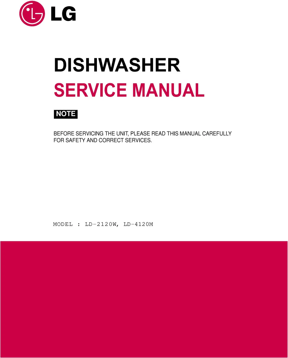 Lg ld 2120w ld 4120m service manual cover dishwasher service manual with model codes and service caution notice
