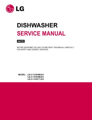 Lg ld 2120whu service manual cover dishwasher service manual with model codes and service caution notice