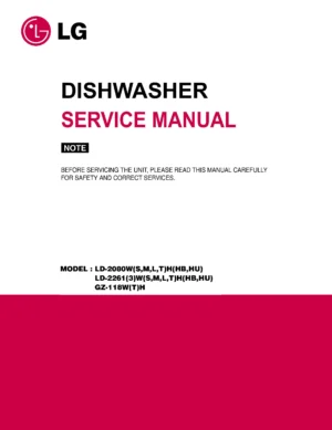 Lg ld 2263th service manual cover dishwasher service manual with model codes and service caution notice