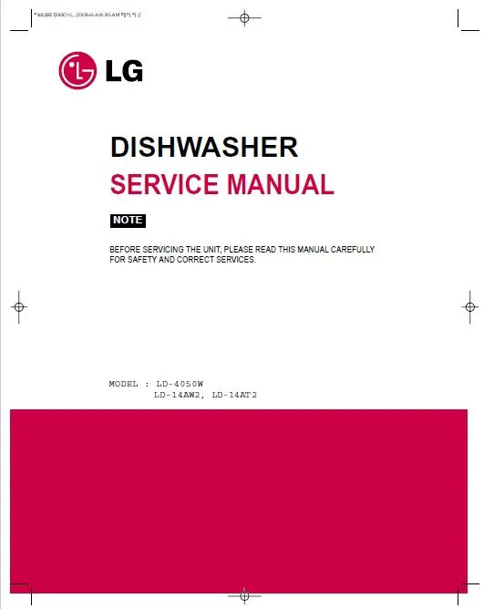 Lg ld 4050w service manual cover dishwasher service manual with model codes and service caution notice