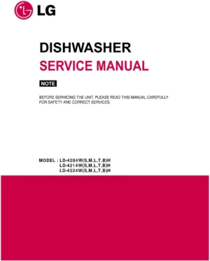 Lg ld 4324lh service manual cover dishwasher service manual with model codes and service caution notice