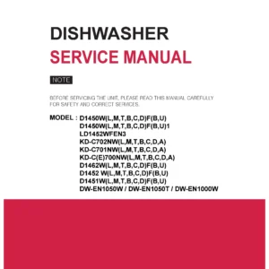 Lg ld1452wfen3 service manual cover dishwasher service manual with model codes and service caution notice