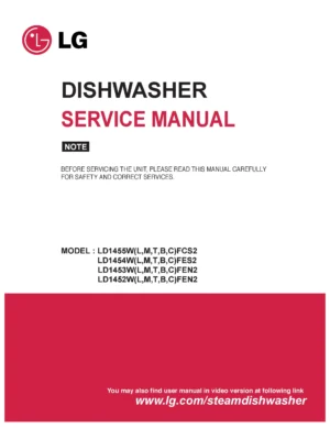 Lg ld1453tfen2 service manual cover dishwasher service manual with model codes and service caution notice
