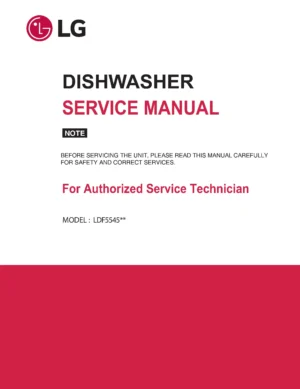 Lg ldf5545st ldf5545bb ldf5545ww service manual cover dishwasher service manual with model codes and service caution notice