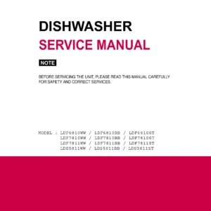 Lg ldf6810st service manual cover dishwasher service manual with model codes and service caution notice