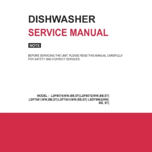 Lg ldf7551st ldf7551ww service manual cover dishwasher service manual with model codes and service caution notice