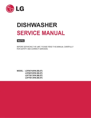 Lg ldf7551ww service manual cover dishwasher service manual with model codes and service caution notice