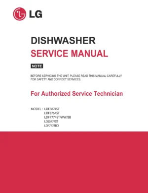 Lg ldf7774bd service manual cover dishwasher service manual with model codes and service caution notice