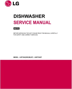 Lg ldf7932bb service manual cover dishwasher service manual with model codes and service caution notice