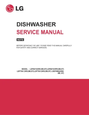 Lg ldf8072st ldf8574st service manual cover dishwasher service manual with model codes and service caution notice