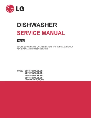 Lg ldf8574st service manual cover dishwasher service manual with model codes and service caution notice