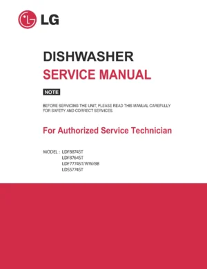 Lg ldf8874st service manual cover dishwasher service manual with model codes and service caution notice