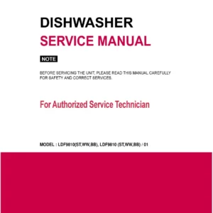 Lg ldf9810st ldf9810ww ldf9810bb service manual cover dishwasher service manual with model codes and service caution notice