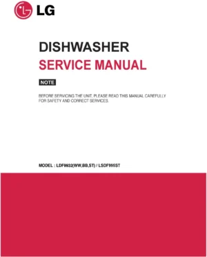 Lg ldf9932st service manual cover dishwasher service manual with model codes and service caution notice