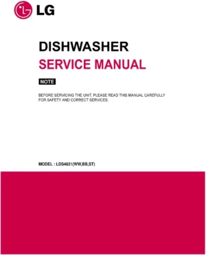 Lg lds4821bb service manual cover dishwasher service manual with model codes and service caution notice