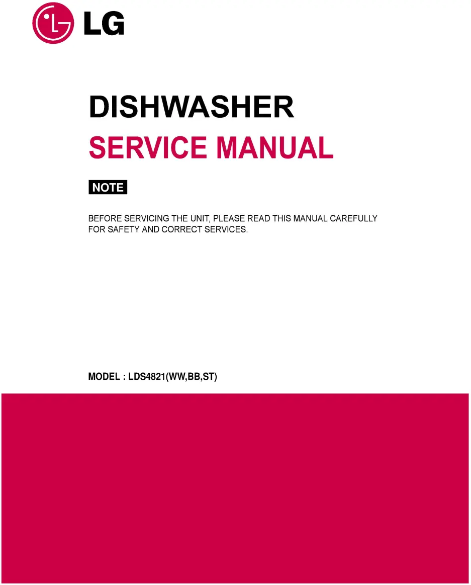 Lg lds4821st service manual cover dishwasher service manual with model codes and service caution notice