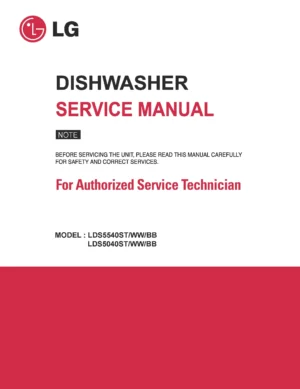 Lg lds5040bb service manual cover dishwasher service manual with model codes and service caution notice
