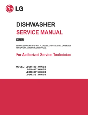 Lg lds5560st service manual cover dishwasher service manual with model codes and service caution notice