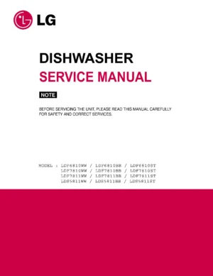 Lg lds5811st ldf7811st service manual cover dishwasher service manual with model codes and service caution notice
