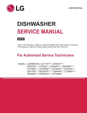 Lg ldt6809bd service manual cover dishwasher service manual with model codes and service caution notice