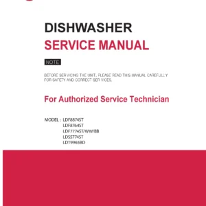 Lg ldt9965bd service manual cover dishwasher service manual with model codes and service caution notice
