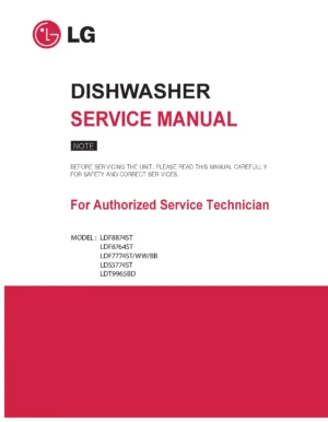 Lg ldt9965bd service manual cover dishwasher service manual with model codes and service caution notice