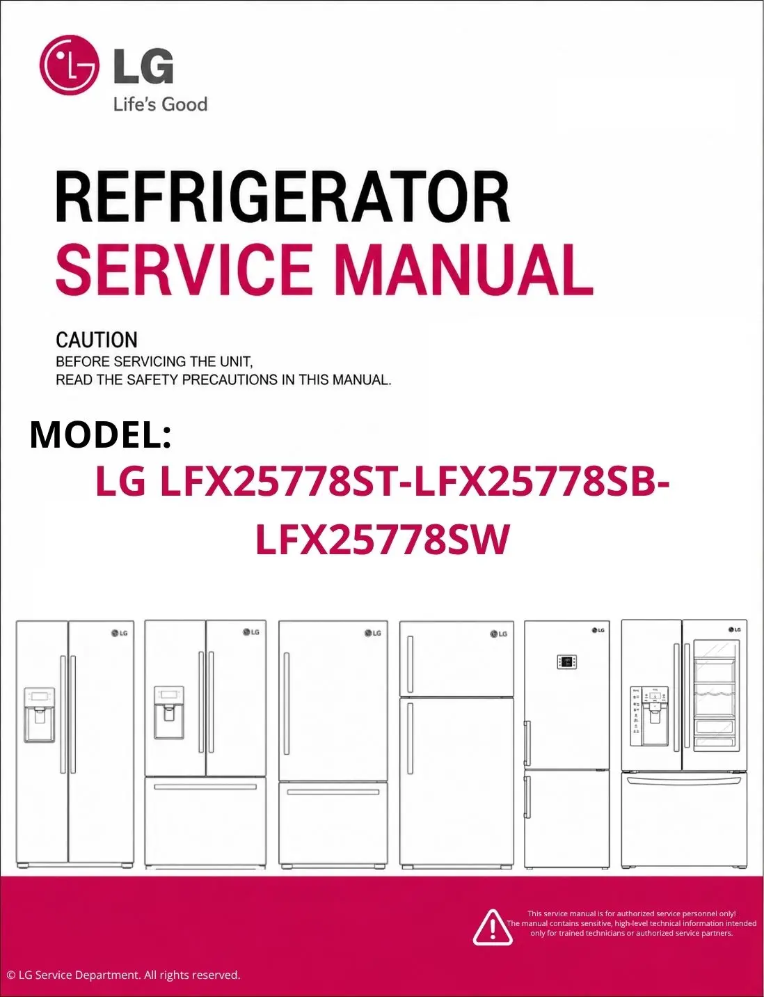 Lg lfx25778st lfx25778sb lfx25778sw refrigerator service manual