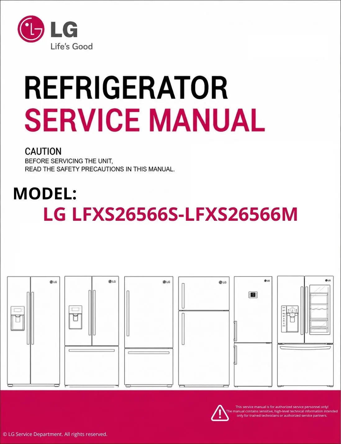 Lg lfxs26566s lfxs26566m refrigerator service manual cover with model code