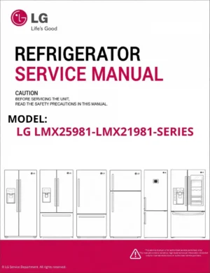 Lg lmx25981 lmx21981 series refrigerator service manual cover with model code