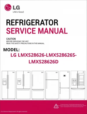 Lg lmxs28626 lmxs28626s lmxs28626d refrigerator service manual cover with model code