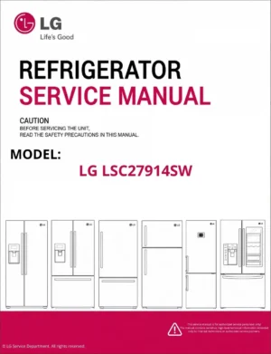 Lg lsc27914sw refrigerator service manual cover with model code