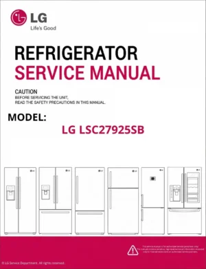 Lg lsc27925sb refrigerator service manual cover with model code