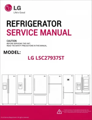 Lg lsc27937st refrigerator service manual cover with model code